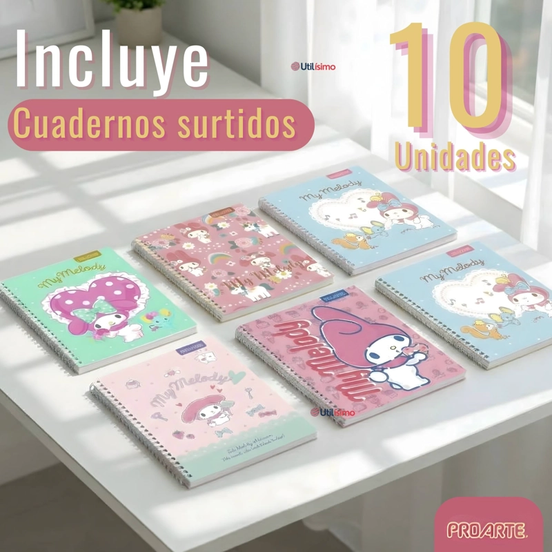 PACK 10 CUADERNOS UNIVERSITARIOS MY MELODY 100 HOJAS PROARTE DISEÑOS SURTIDOS - 2