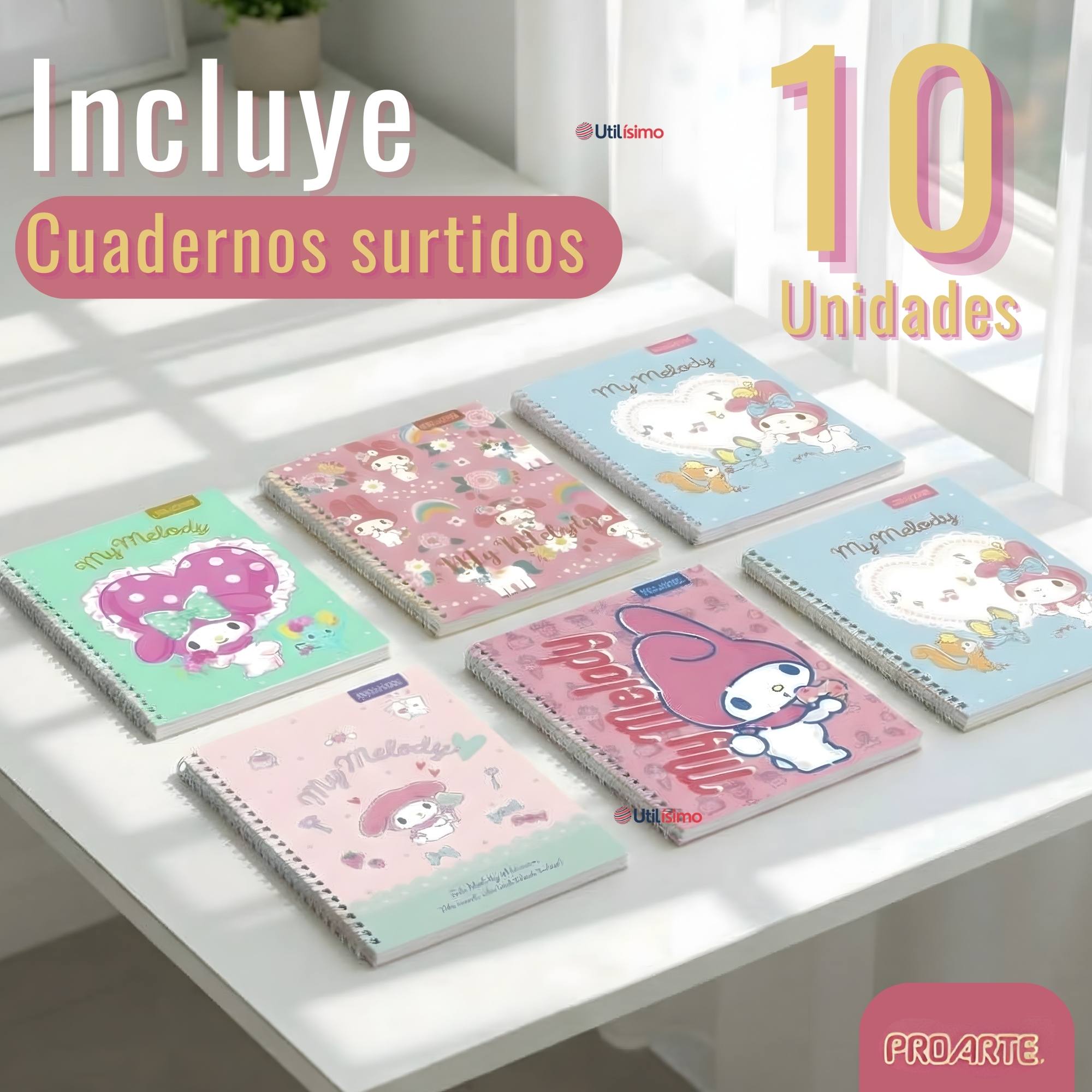 PACK 10 CUADERNOS UNIVERSITARIOS MY MELODY 100 HOJAS PROARTE DISEÑOS SURTIDOS - 2