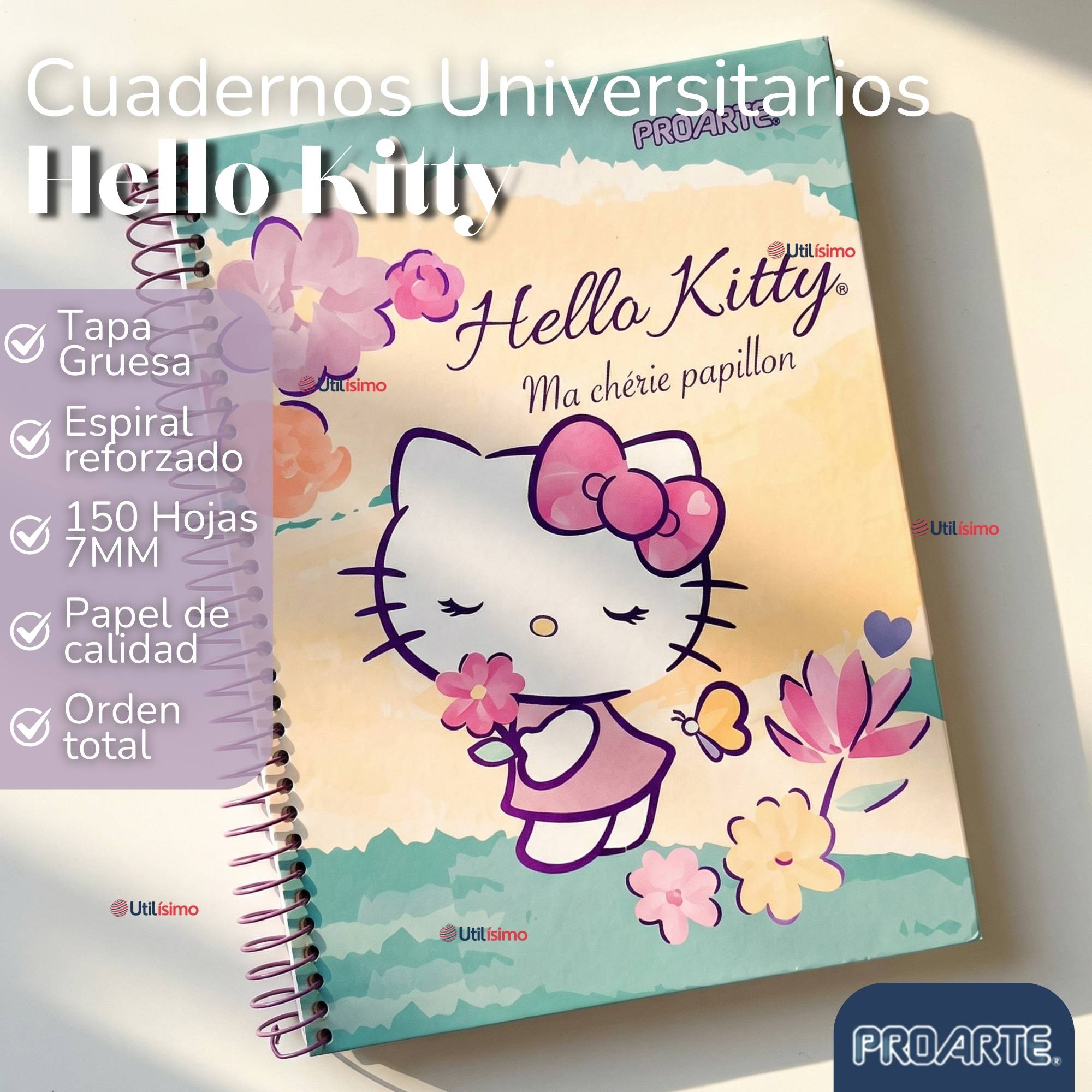 Pack 3 Cuadernos Universitario Hello Kitty 150 Hojas Tapa Gruesa Proarte Diseño Surtido - 5