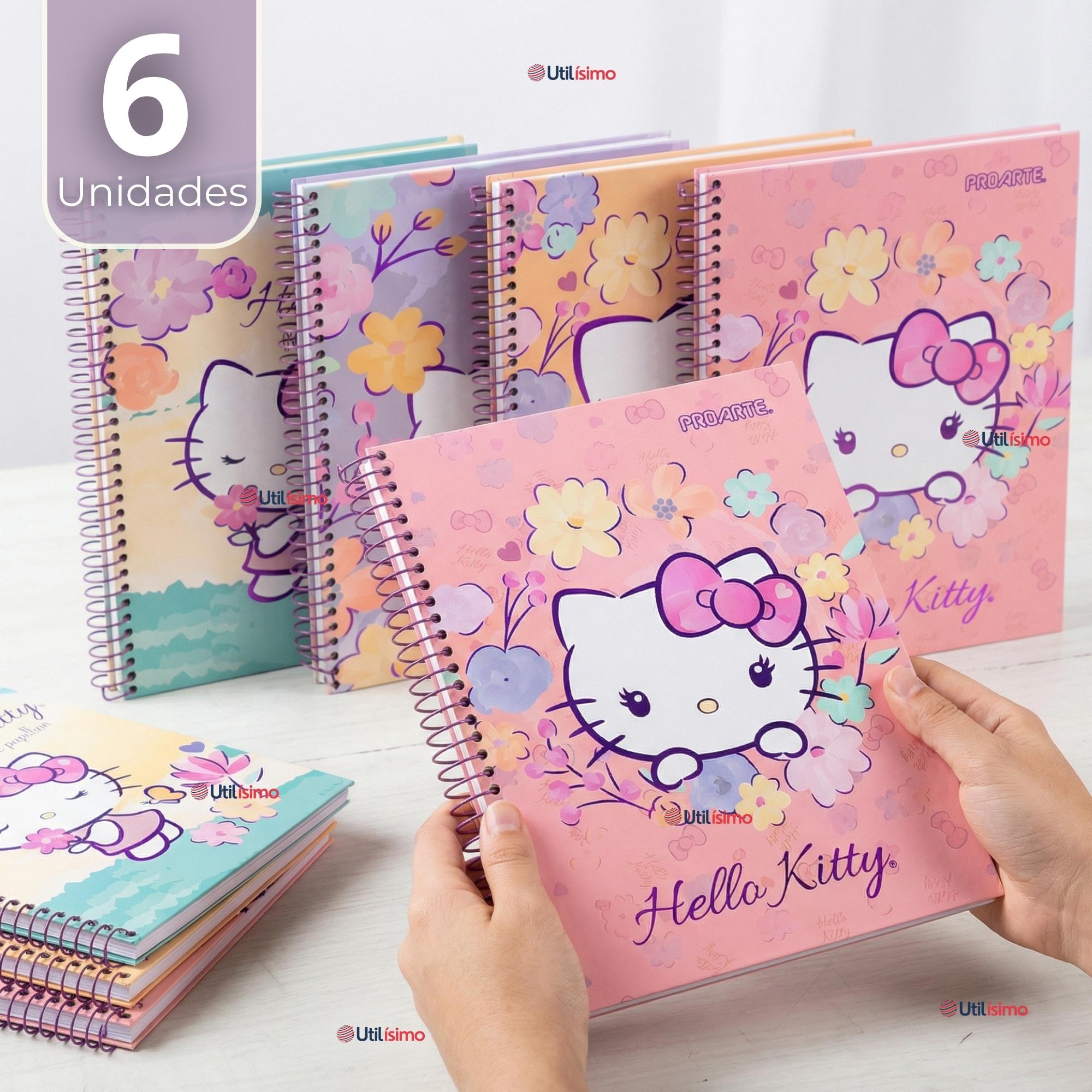 PACK 6 CUADERNOS UNIVERSITARIO HELLO KITTY 150 HOJAS TAPA GRUESA PROARTE DISEÑO SURTIDO - 1
