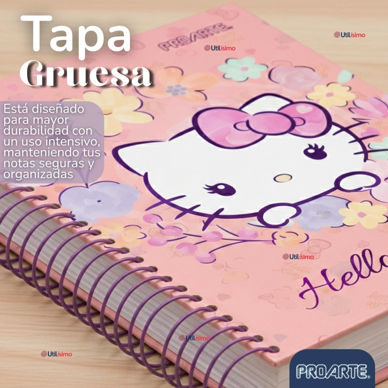 PACK 6 CUADERNOS UNIVERSITARIO HELLO KITTY 150 HOJAS TAPA GRUESA PROARTE DISEÑO SURTIDO - 9