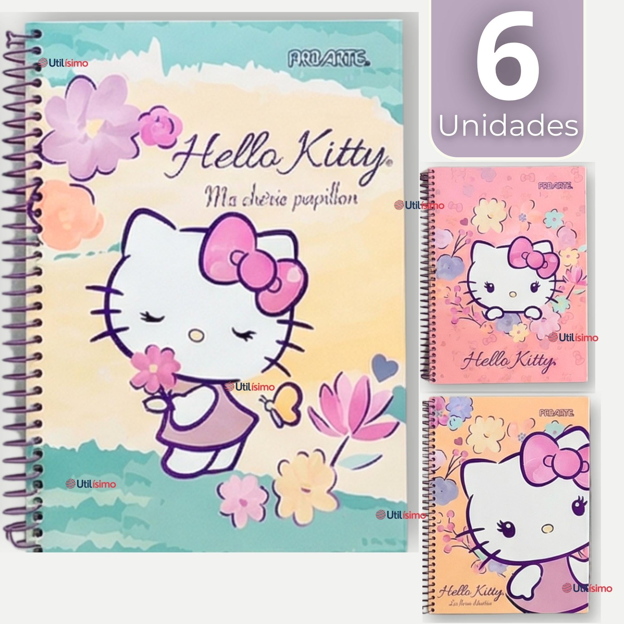 PACK 6 CUADERNOS UNIVERSITARIO HELLO KITTY 150 HOJAS TAPA GRUESA PROARTE DISEÑO SURTIDO - 1