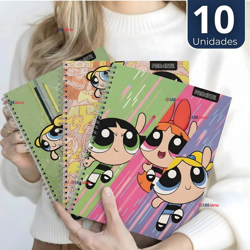 PACK 10 CUADERNOS UNIVERSITARIOS CHICAS SUPERPODEROSAS 100 HOJAS PROARTE POWERPUFF GIRLS - 1