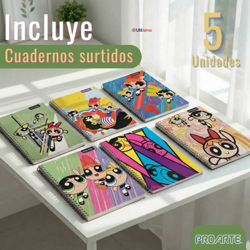 PACK 5 CUADERNOS UNIVERSITARIOS CHICAS SUPERPODEROSAS 100 HOJAS PROARTE POWERPUFF GIRLS - 3