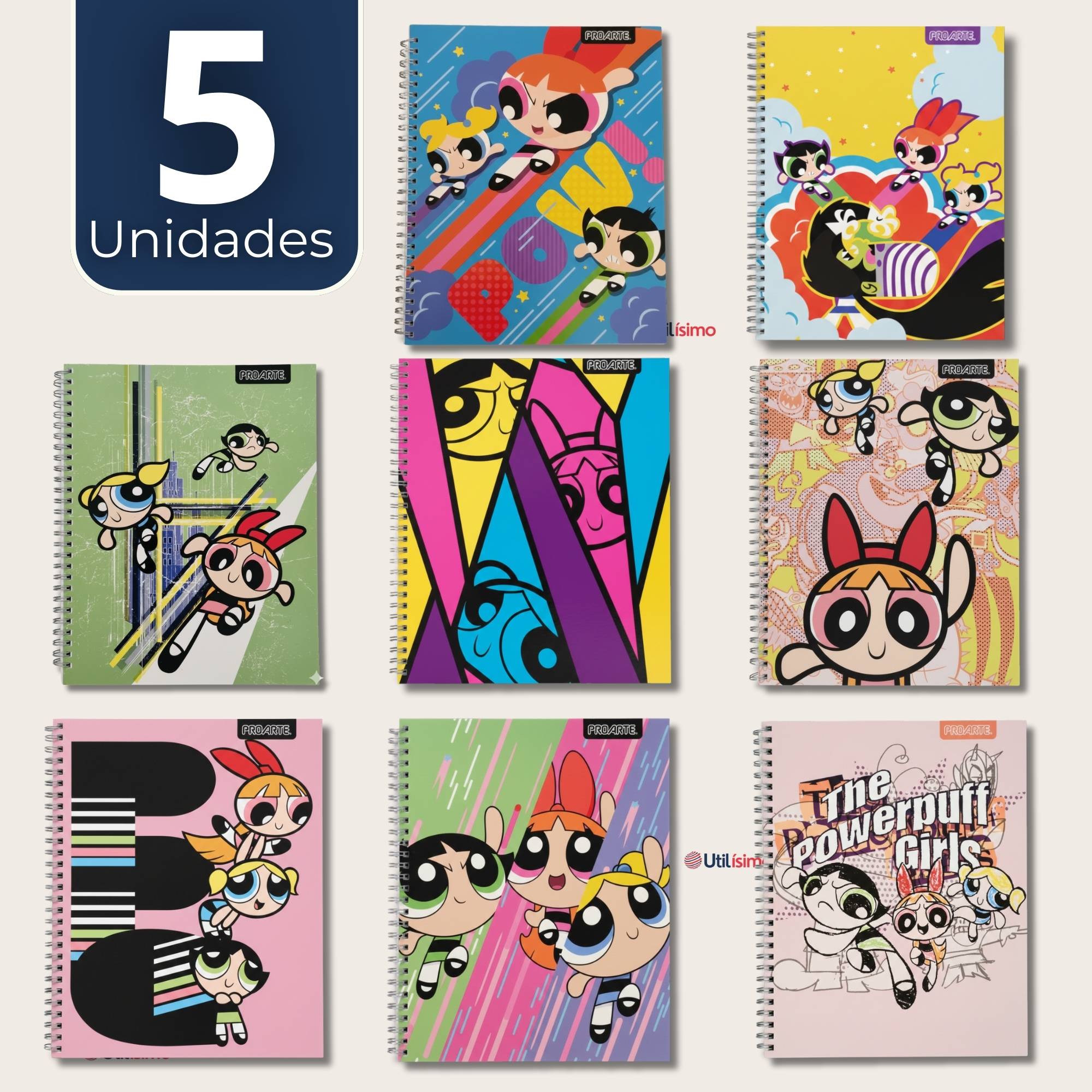 PACK 5 CUADERNOS UNIVERSITARIOS CHICAS SUPERPODEROSAS 100 HOJAS PROARTE POWERPUFF GIRLS - 1