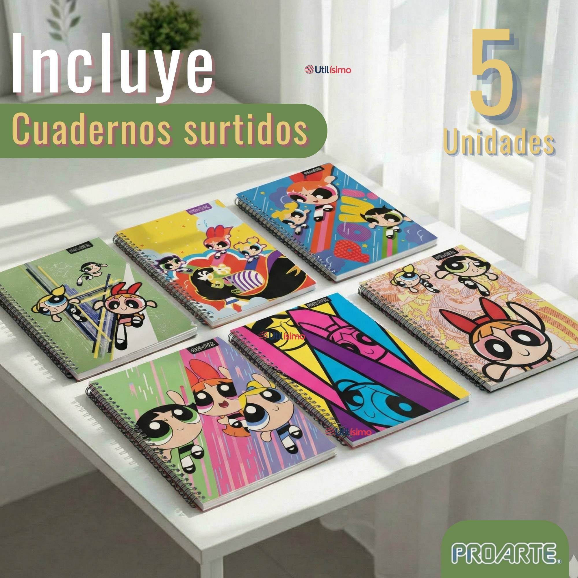 PACK 5 CUADERNOS UNIVERSITARIOS CHICAS SUPERPODEROSAS 100 HOJAS PROARTE POWERPUFF GIRLS - 3