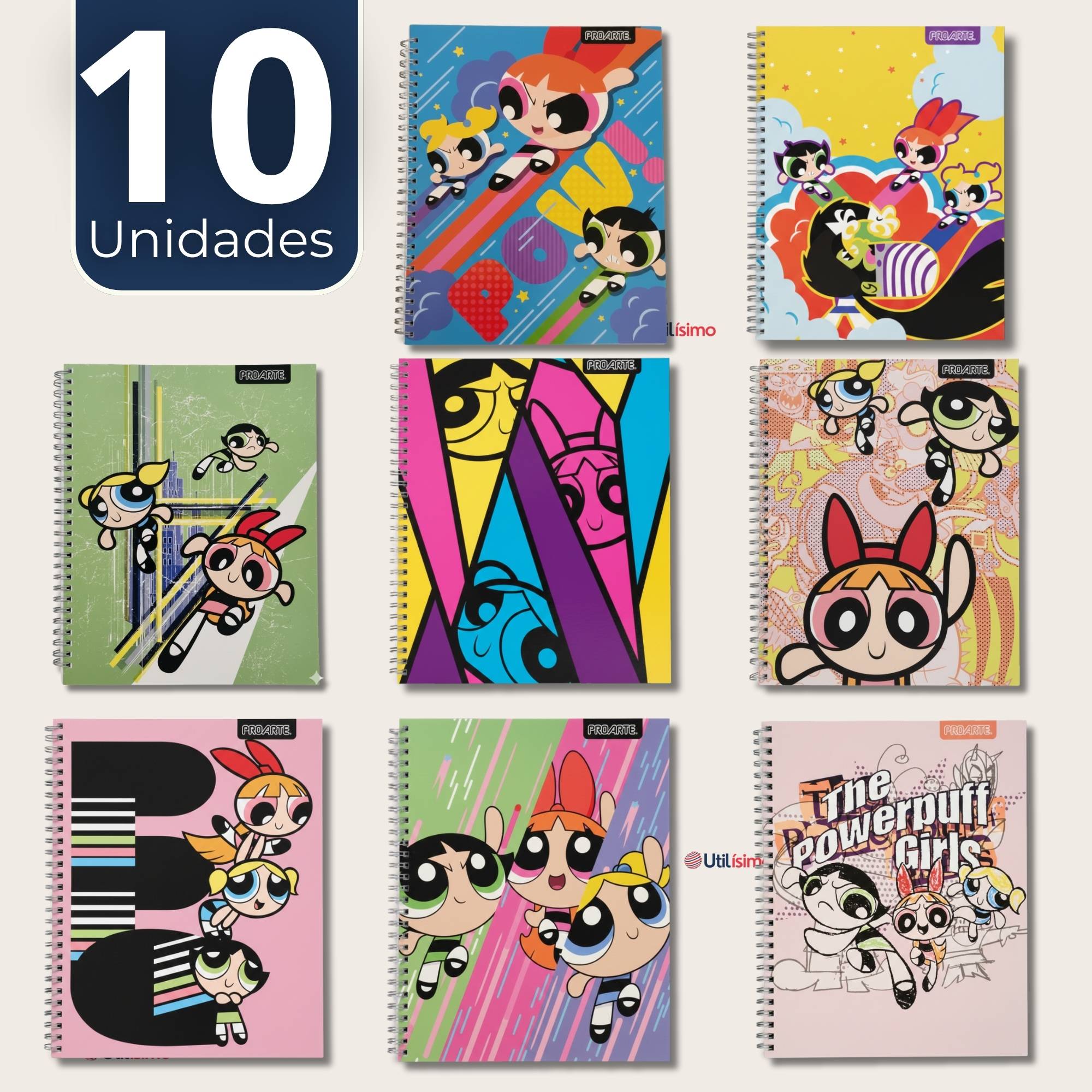 PACK 10 CUADERNOS UNIVERSITARIOS CHICAS SUPERPODEROSAS 100 HOJAS PROARTE POWERPUFF GIRLS - 1