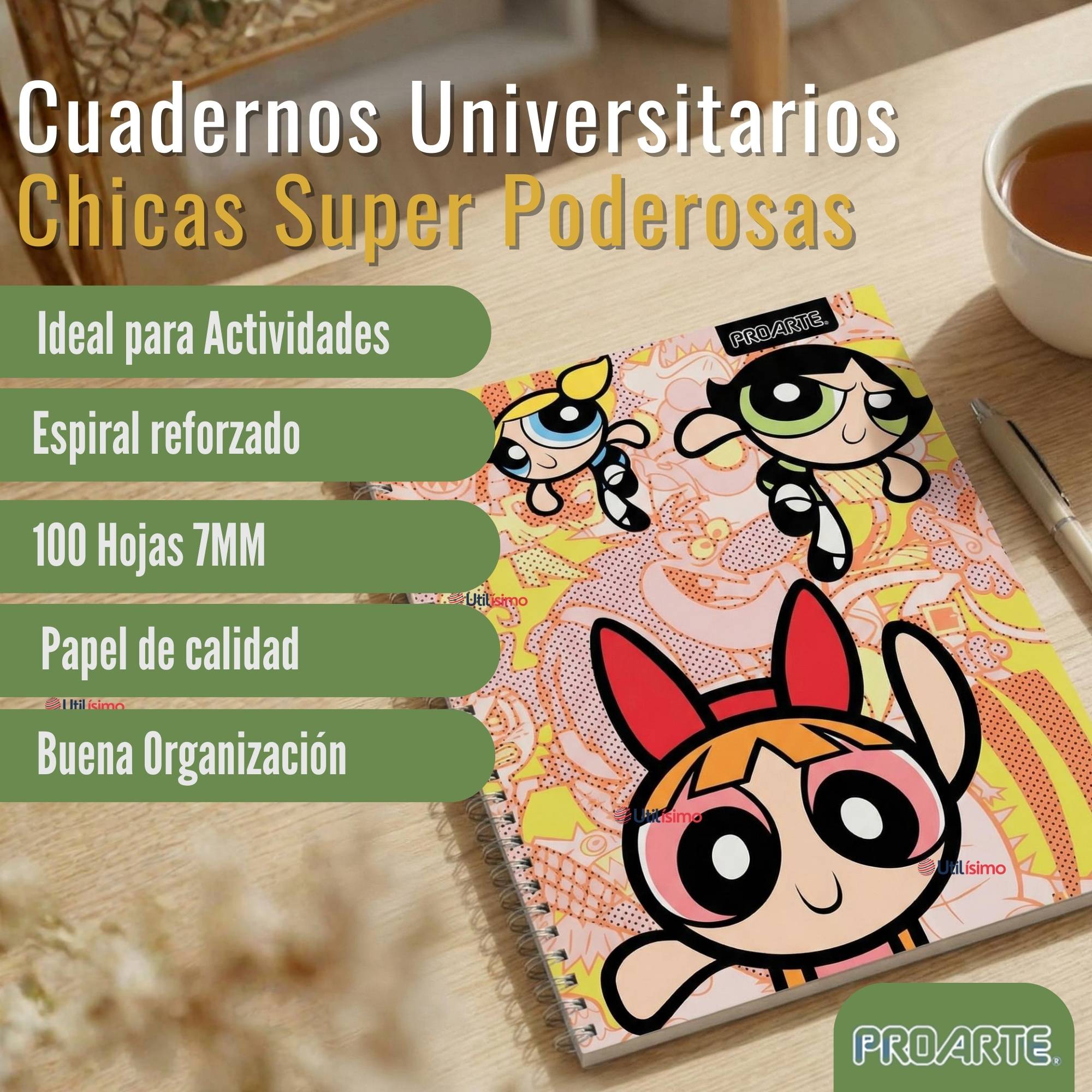 PACK 10 CUADERNOS UNIVERSITARIOS CHICAS SUPERPODEROSAS 100 HOJAS PROARTE POWERPUFF GIRLS - 2