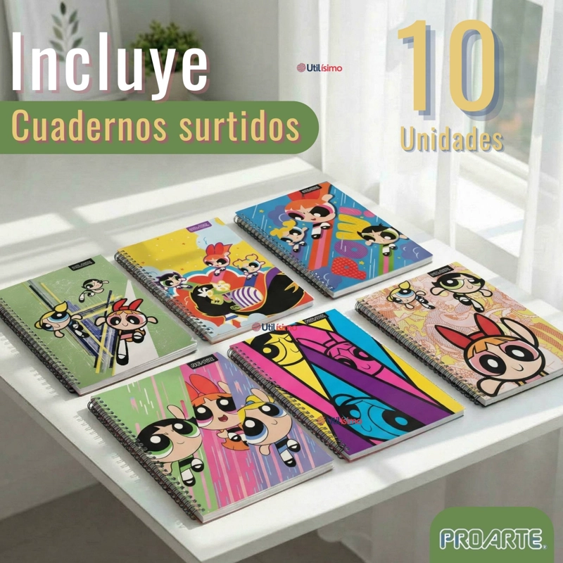 PACK 10 CUADERNOS UNIVERSITARIOS CHICAS SUPERPODEROSAS 100 HOJAS PROARTE POWERPUFF GIRLS - 3