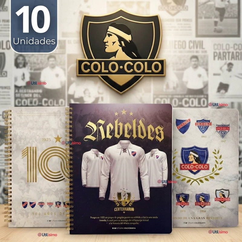 PACK 10 UNIDADES CUADERNOS COLO COLO CENTENARIO 100 HOJAS DISEÑOS SURTIDOS - 1