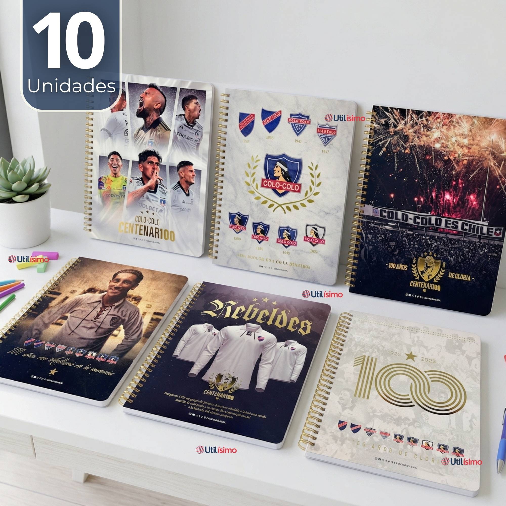 PACK 10 UNIDADES CUADERNOS COLO COLO CENTENARIO 100 HOJAS DISEÑOS SURTIDOS - 1