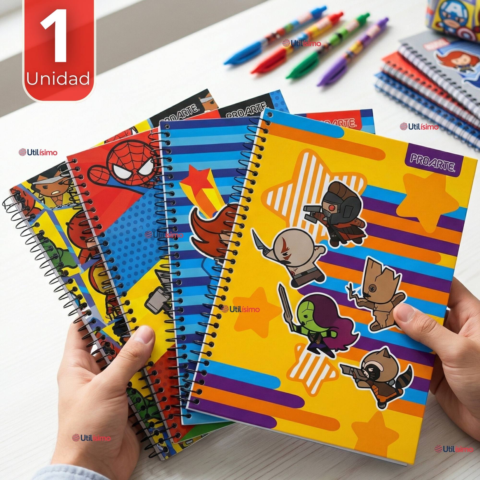 CUADERNO UNIVERSITARIO MARVEL HEROES KAWAII 150 HOJAS TAPA GRUESA PROARTE DISEÑO SURTIDO - 1