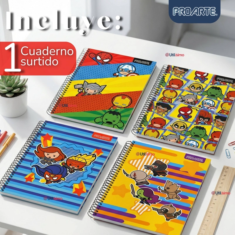 CUADERNO UNIVERSITARIO MARVEL HEROES KAWAII 150 HOJAS TAPA GRUESA PROARTE DISEÑO SURTIDO - 4