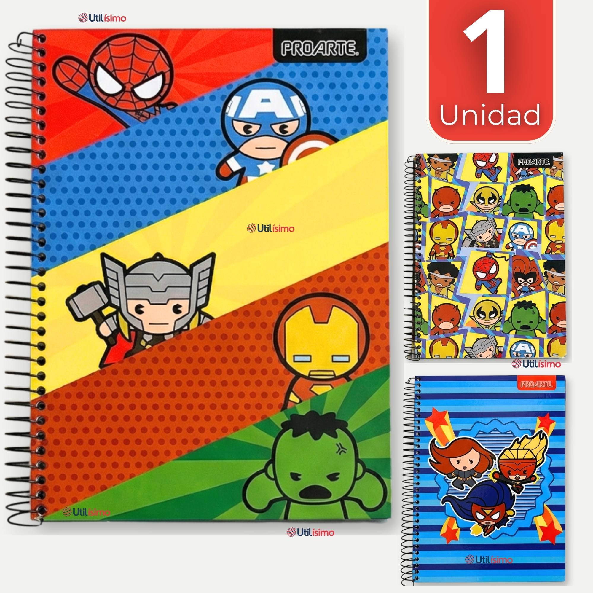 CUADERNO UNIVERSITARIO MARVEL HEROES KAWAII 150 HOJAS TAPA GRUESA PROARTE DISEÑO SURTIDO - 1