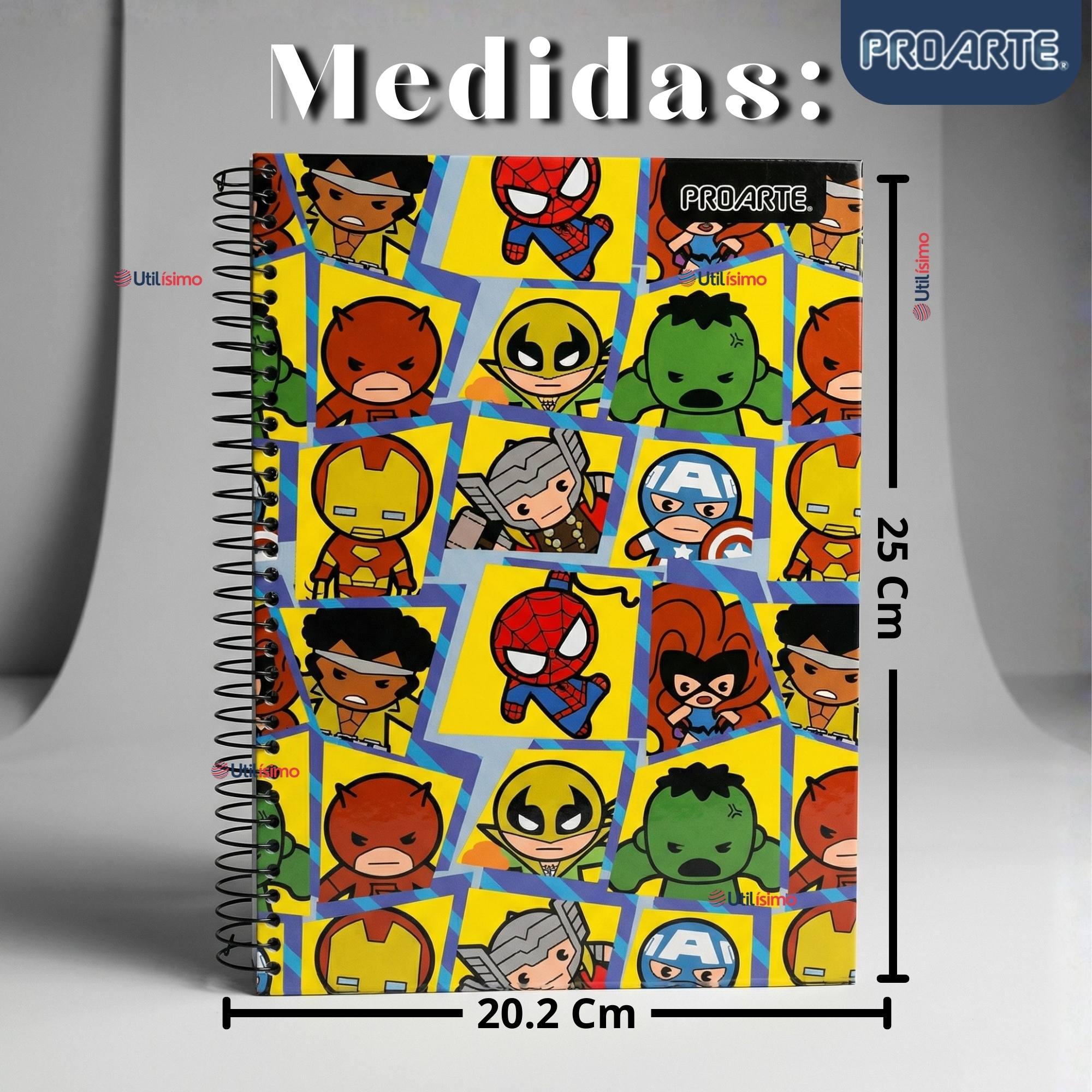 PACK 6 CUADERNOS UNIVERSITARIO MARVEL HEROES KAWAII 150 HOJAS TAPA GRUESA PROARTE DISEÑOS SURTIDOS - 5