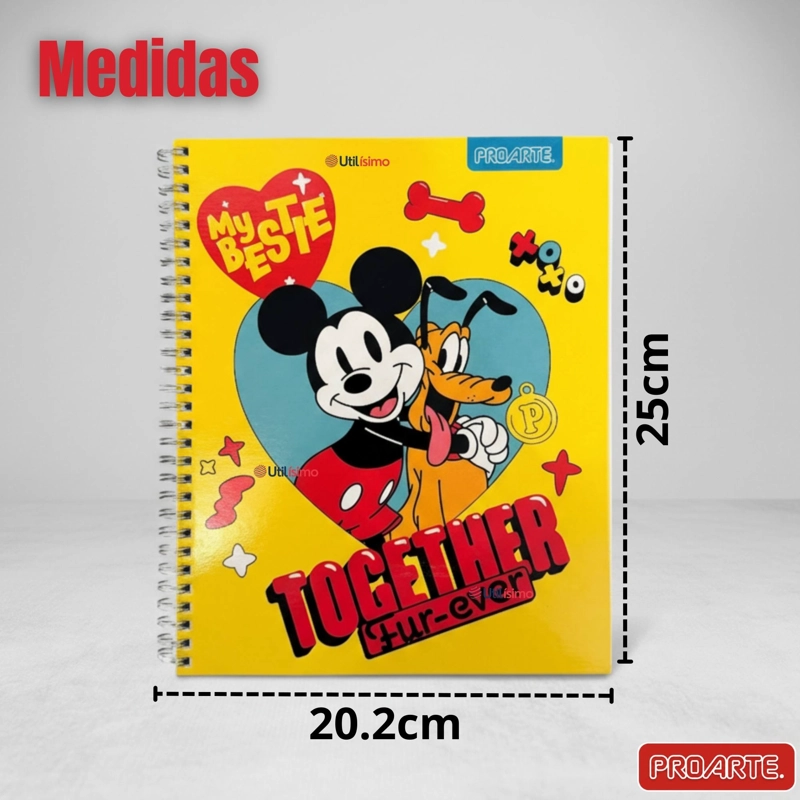 PACK 5 CUADERNOS UNIVERSITARIOS MICKEY MOUSE PROARTE 7MM 100 HOJAS DISEÑOS SURTIDOS - 3