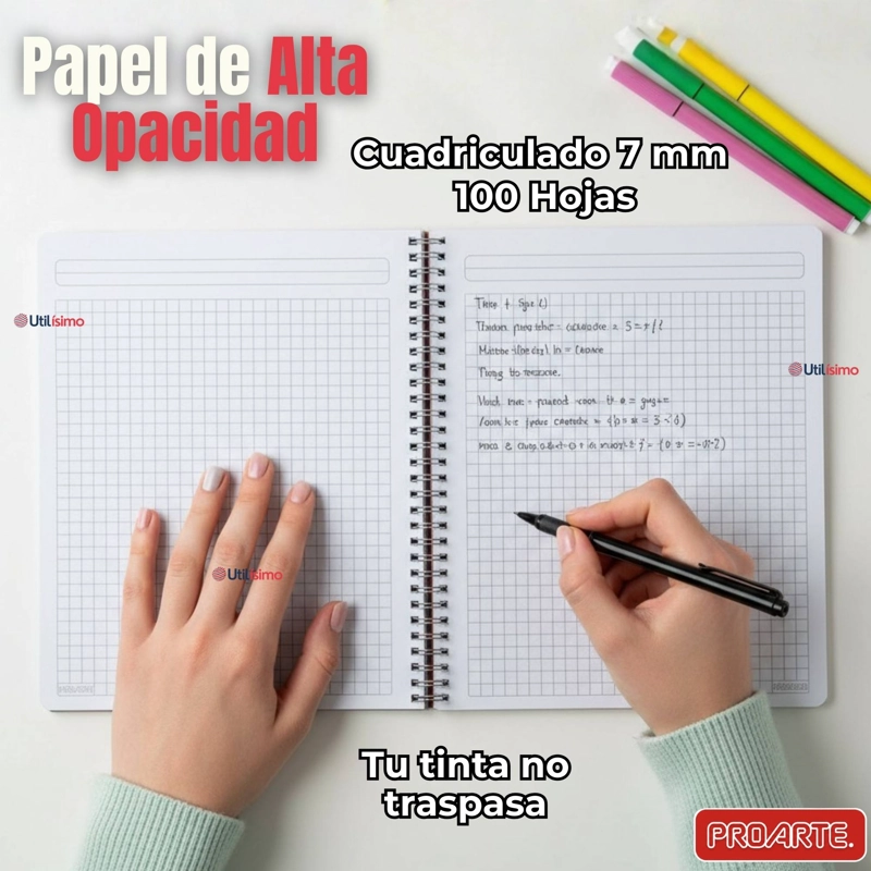PACK 5 CUADERNOS UNIVERSITARIOS MICKEY MOUSE PROARTE 7MM 100 HOJAS DISEÑOS SURTIDOS - 5