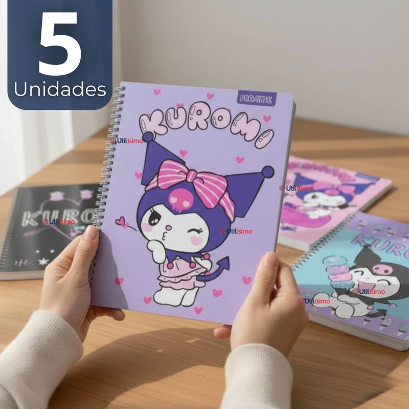 PACK 5 CUADERNOS UNIVERSITARIOS KUROMI PROARTE 7MM 100 HOJAS DISEÑOS SURTIDOS - 1