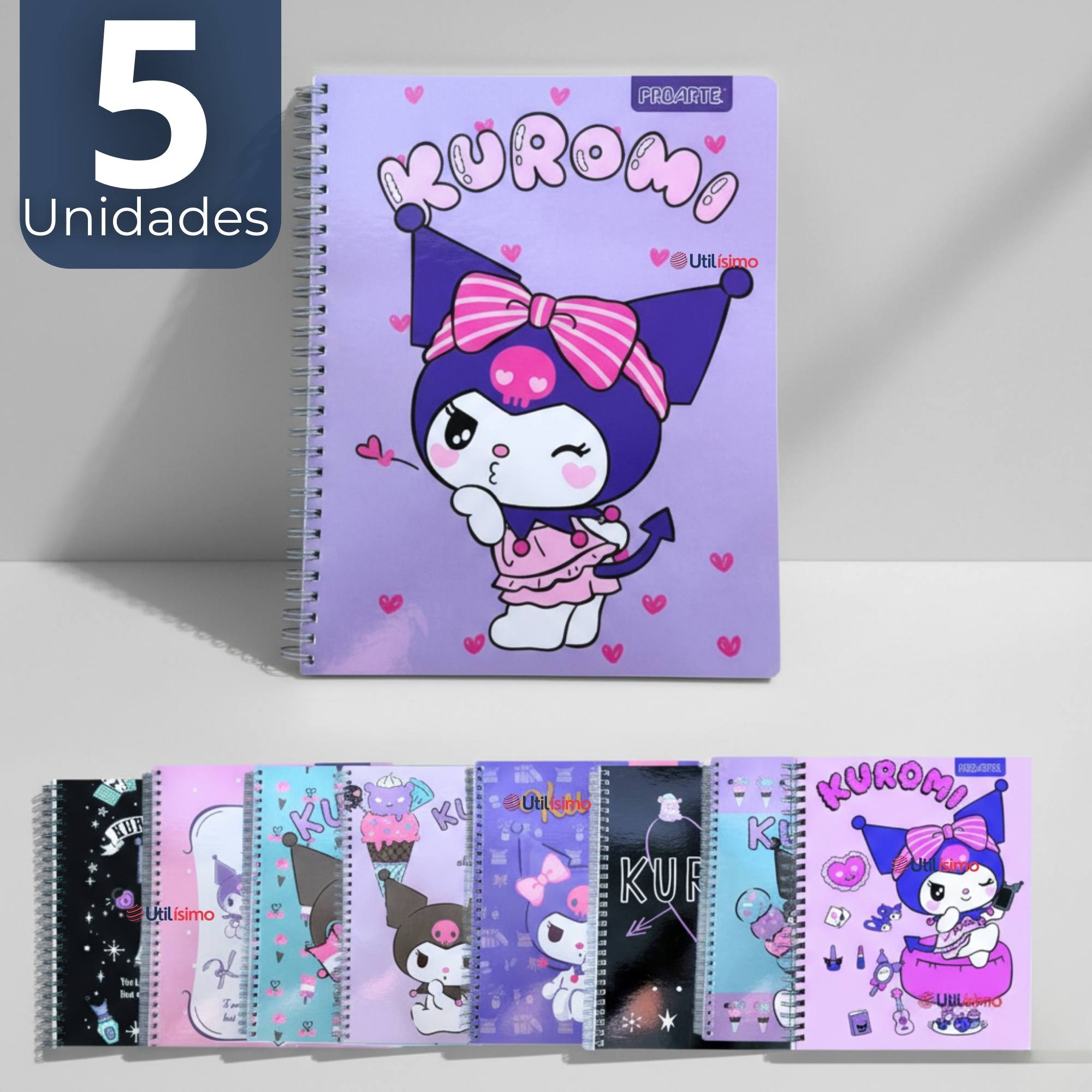 PACK 5 CUADERNOS UNIVERSITARIOS KUROMI PROARTE 7MM 100 HOJAS DISEÑOS SURTIDOS - 1