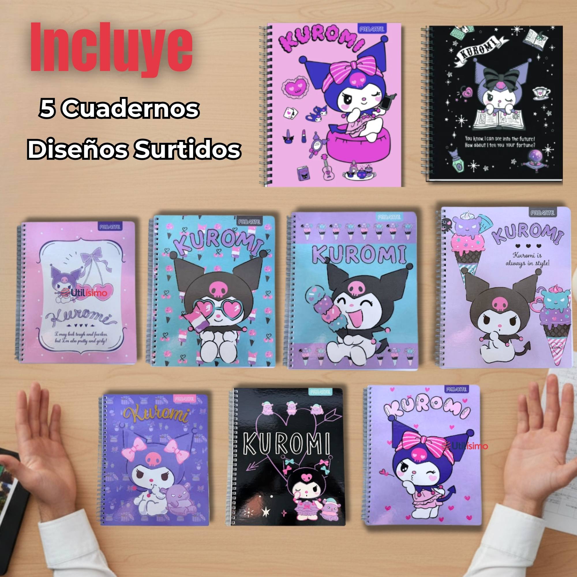 PACK 5 CUADERNOS UNIVERSITARIOS KUROMI PROARTE 7MM 100 HOJAS DISEÑOS SURTIDOS - 2