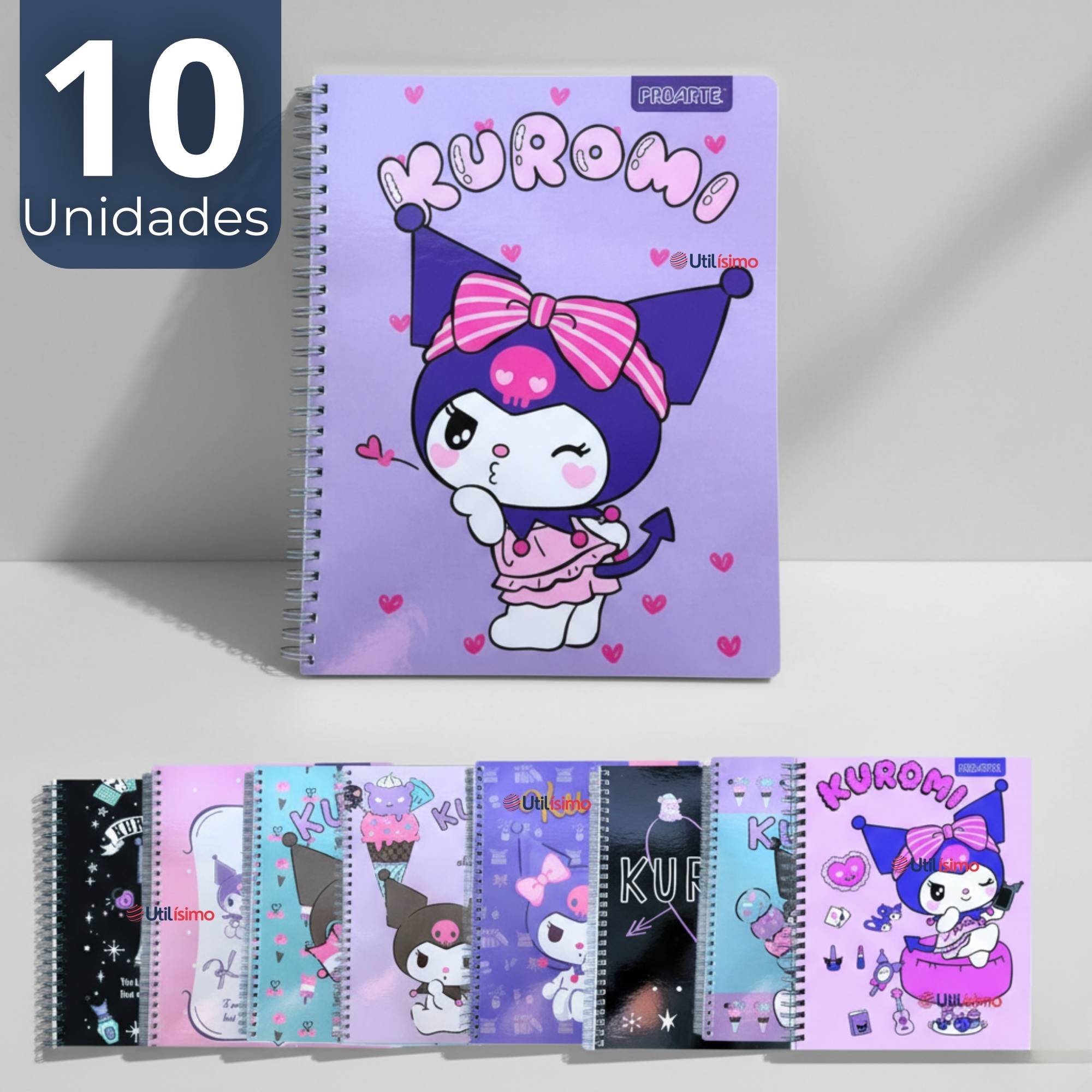 PACK 10 CUADERNOS UNIVERSITARIOS KUROMI PROARTE 7MM 100 HOJAS DISEÑOS SURTIDOS - 1