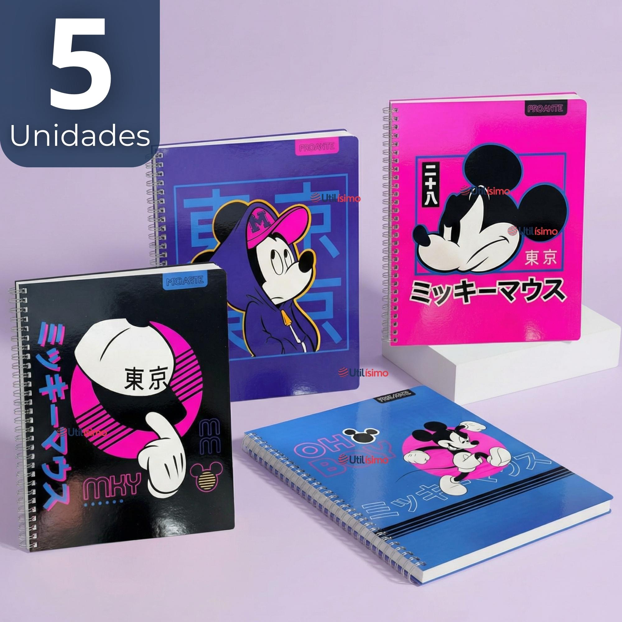 PACK 5 CUADERNOS UNIVERSITARIOS MICKEY MOUSE PROARTE 7MM 100 HOJAS DISEÑOS SURTIDOS - 1