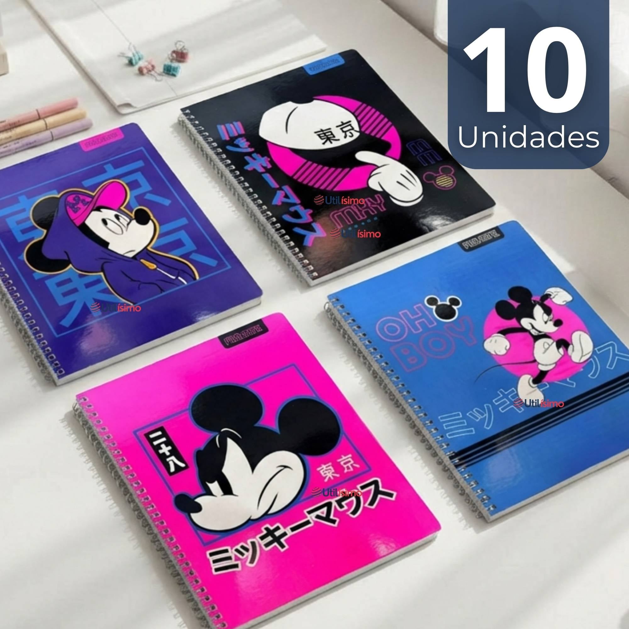 PACK 10 CUADERNOS UNIVERSITARIOS MICKEY MOUSE PROARTE 7MM 100 HOJAS DISEÑOS SURTIDOS - 1