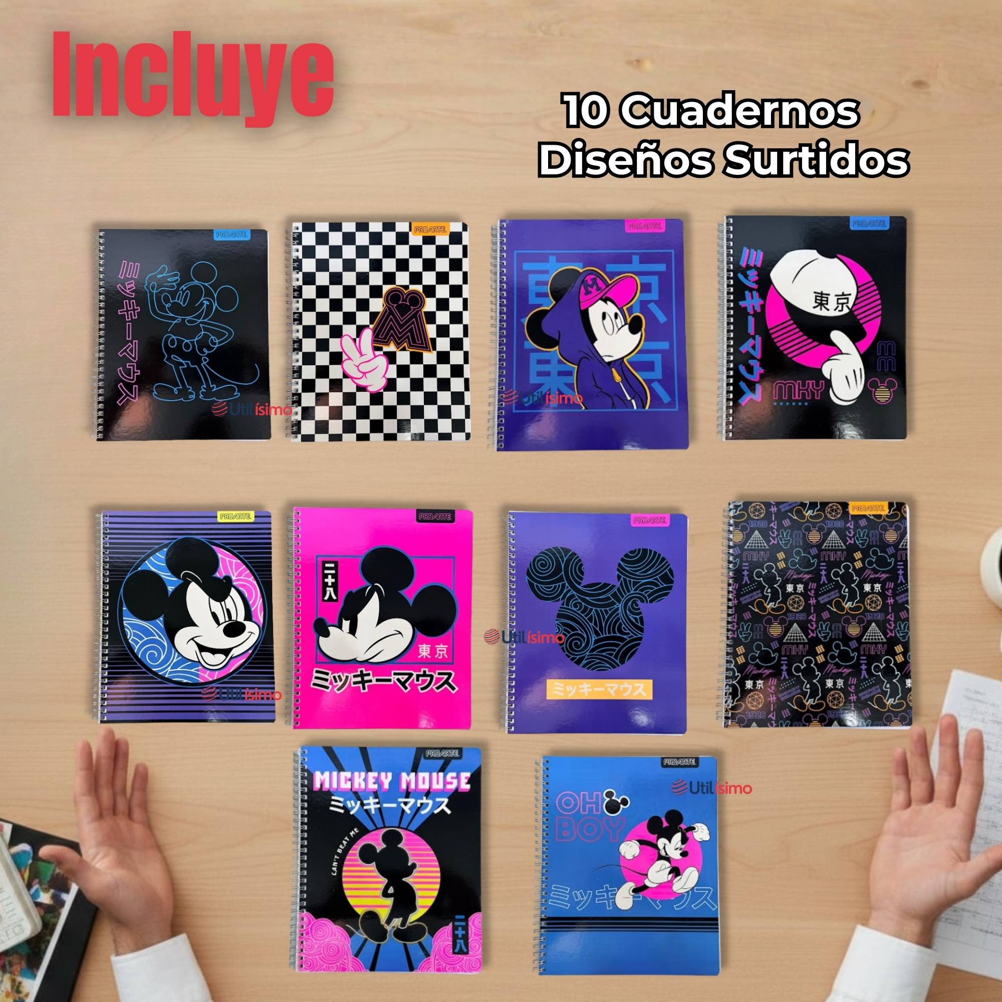 PACK 10 CUADERNOS UNIVERSITARIOS MICKEY MOUSE PROARTE 7MM 100 HOJAS DISEÑOS SURTIDOS - 2