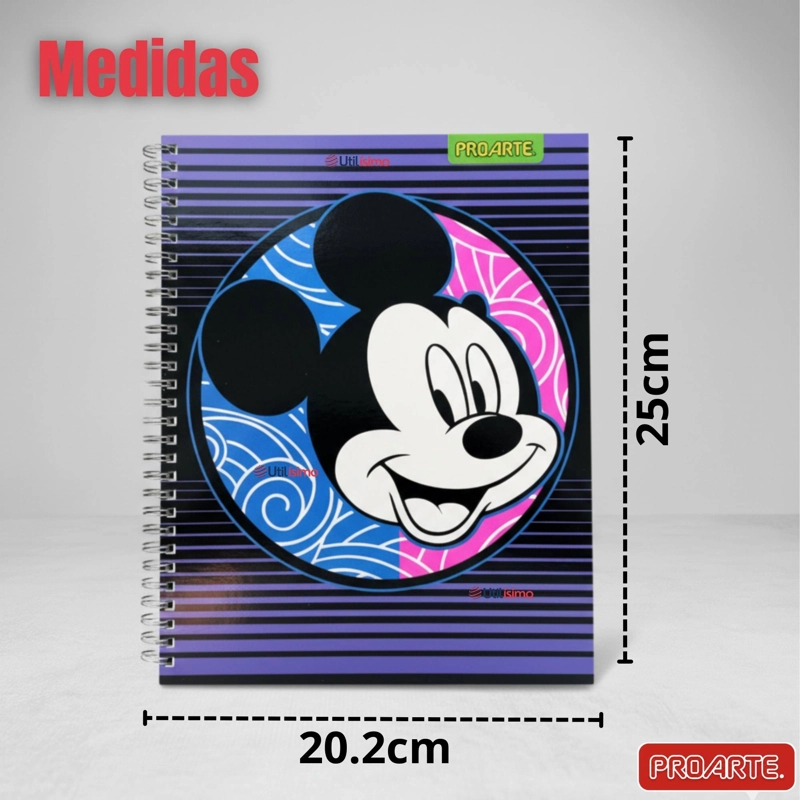 PACK 10 CUADERNOS UNIVERSITARIOS MICKEY MOUSE PROARTE 7MM 100 HOJAS DISEÑOS SURTIDOS - 3