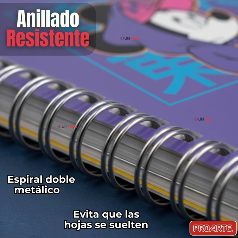 PACK 10 CUADERNOS UNIVERSITARIOS MICKEY MOUSE PROARTE 7MM 100 HOJAS DISEÑOS SURTIDOS - 6