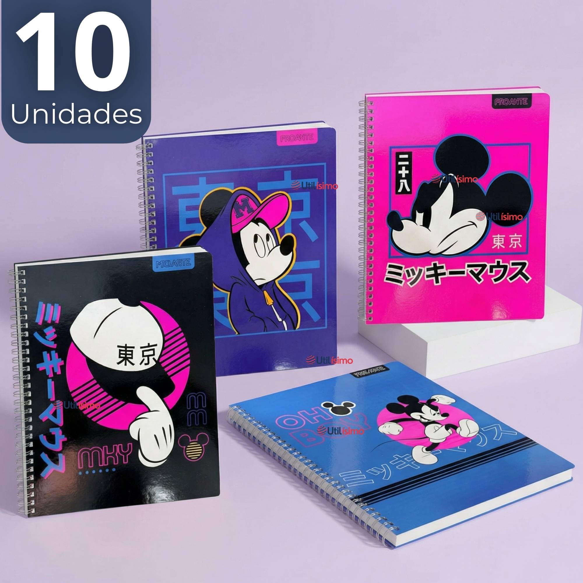 PACK 10 CUADERNOS UNIVERSITARIOS MICKEY MOUSE PROARTE 7MM 100 HOJAS DISEÑOS SURTIDOS - 1