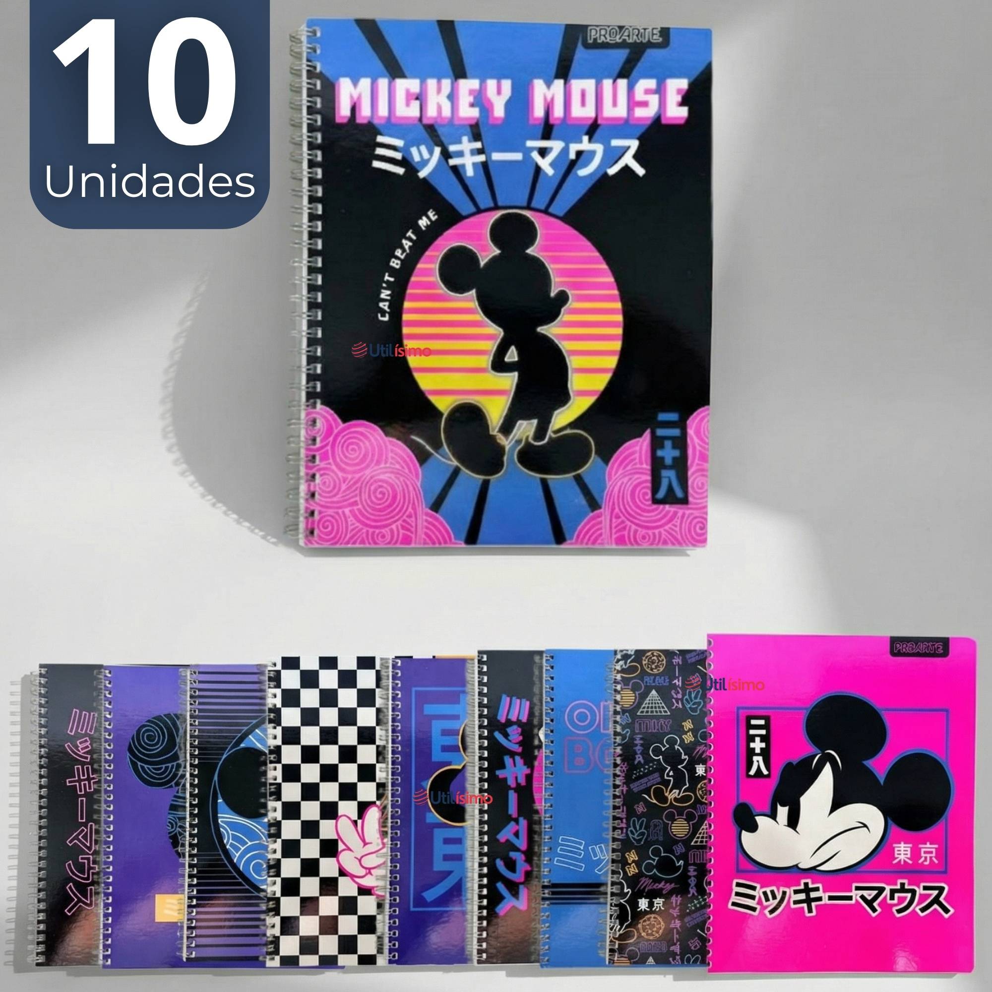 PACK 10 CUADERNOS UNIVERSITARIOS MICKEY MOUSE PROARTE 7MM 100 HOJAS DISEÑOS SURTIDOS - 1