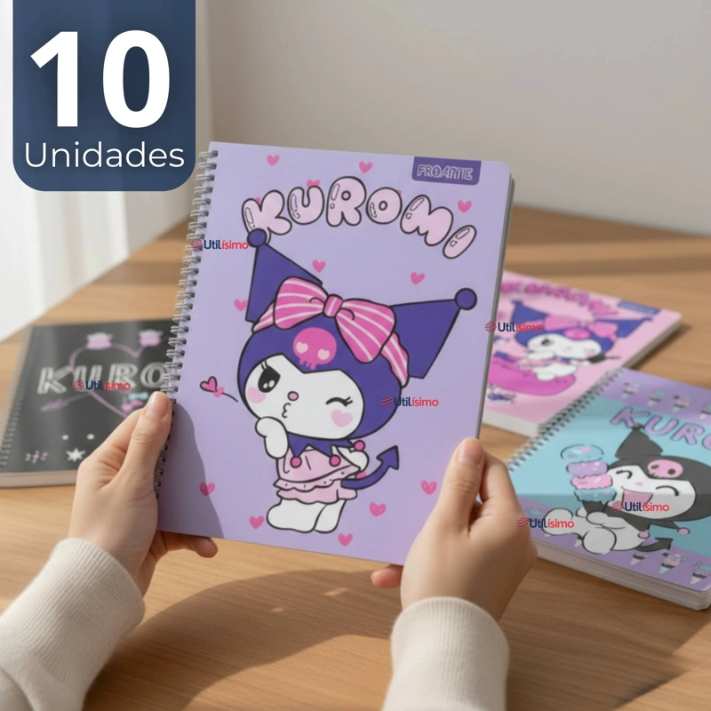 PACK 10 CUADERNOS UNIVERSITARIO MY MELODY & KUROMI PROARTE 7MM 100 HOJAS DISEÑOS SURTIDOS - 1