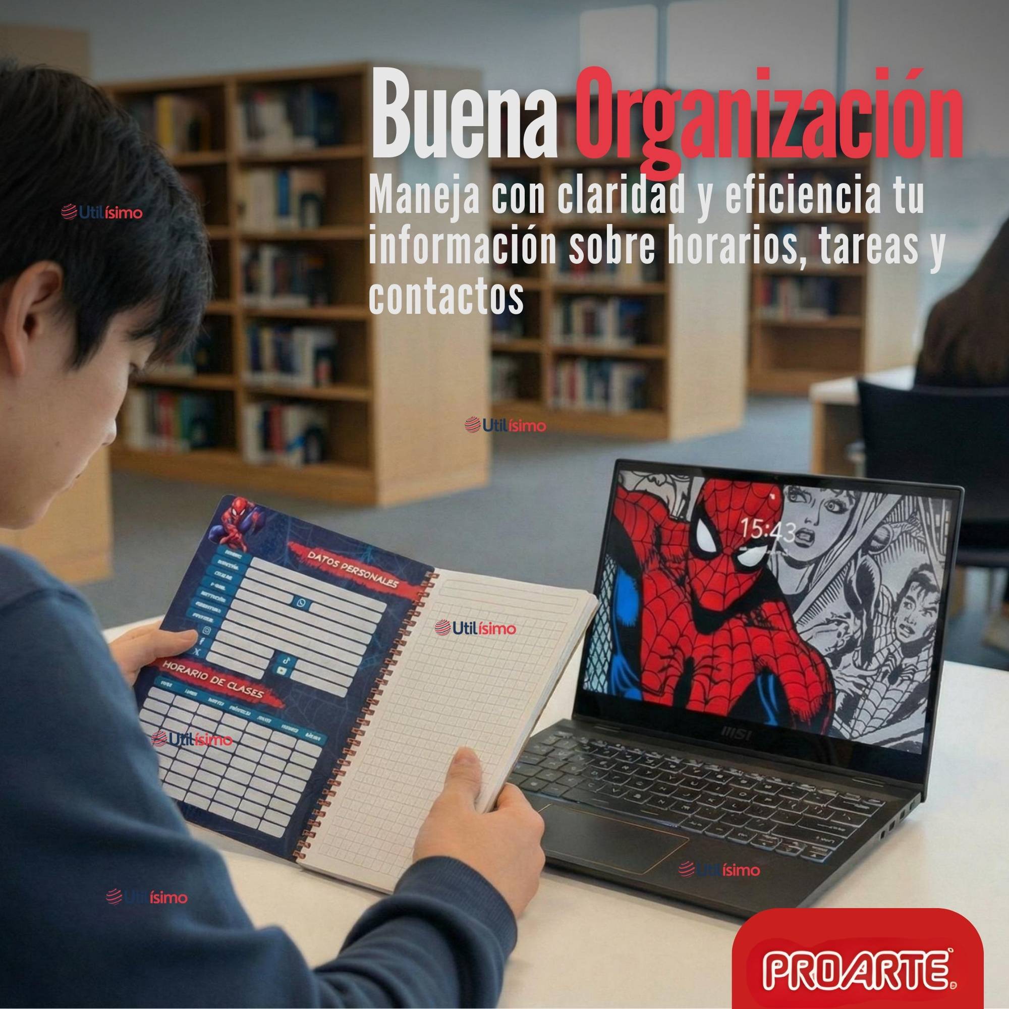 PACK 5 CUADERNOS UNIVERSITARIOS SPIDERMAN 100 HOJAS PROARTE DISEÑOS SURTIDOS - 6