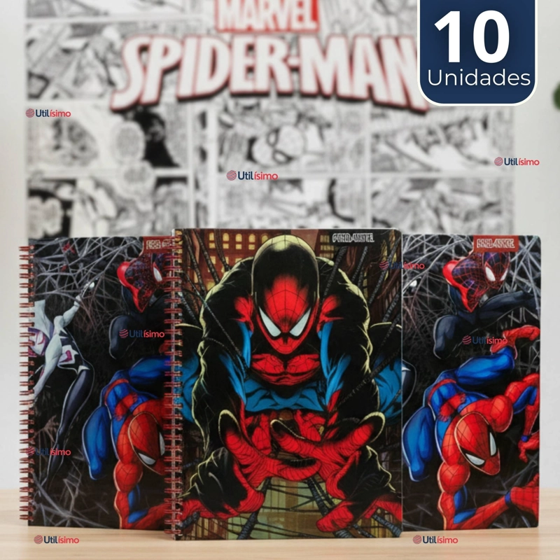 PACK 10 CUADERNOS UNIVERSITARIOS SPIDERMAN 100 HOJAS PROARTE DISEÑOS SURTIDOS - 1