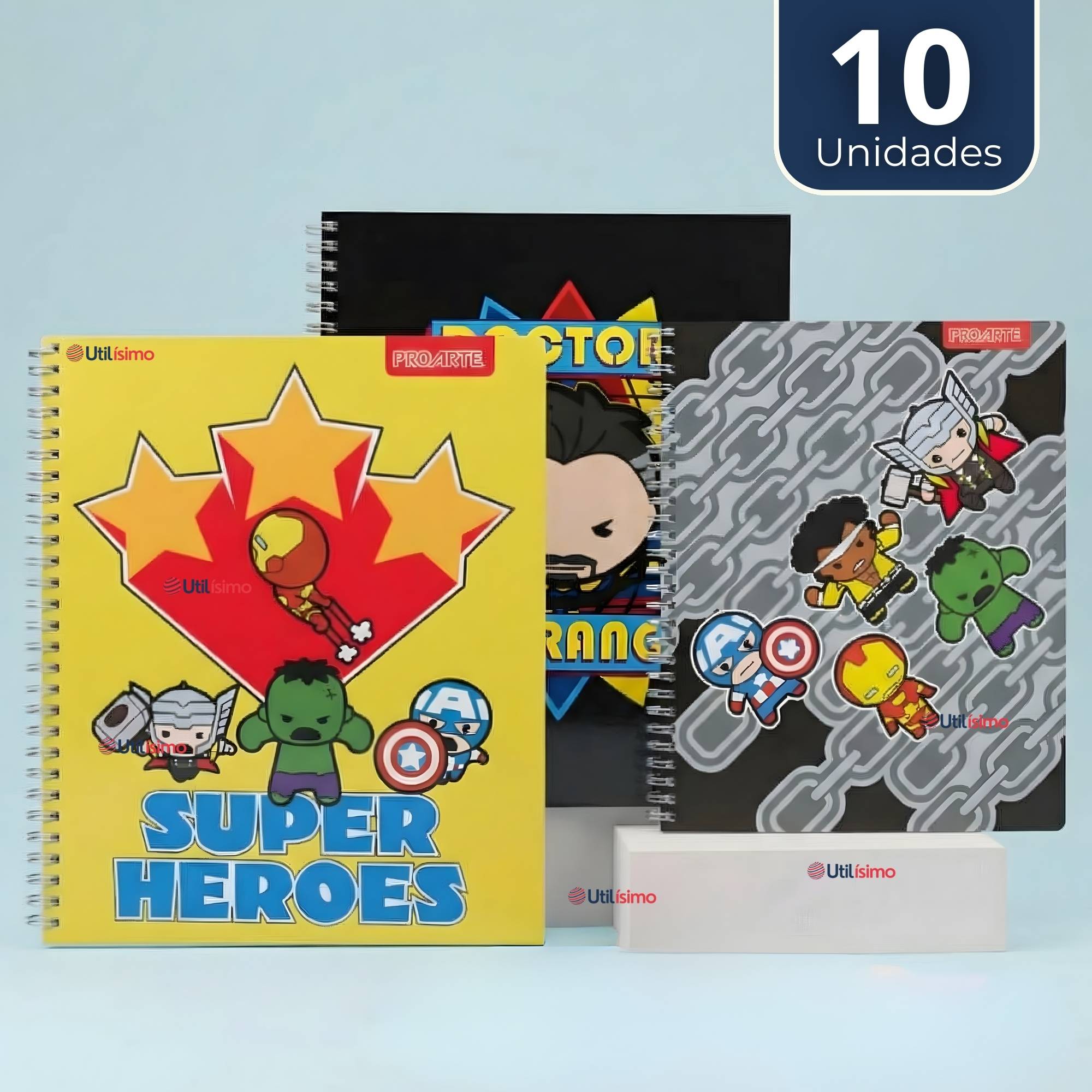 PACK 10 CUADERNOS UNIVERSITARIOS MARVEL HEROES 100 HOJAS PROARTE DISEÑOS SURTIDOS - 1