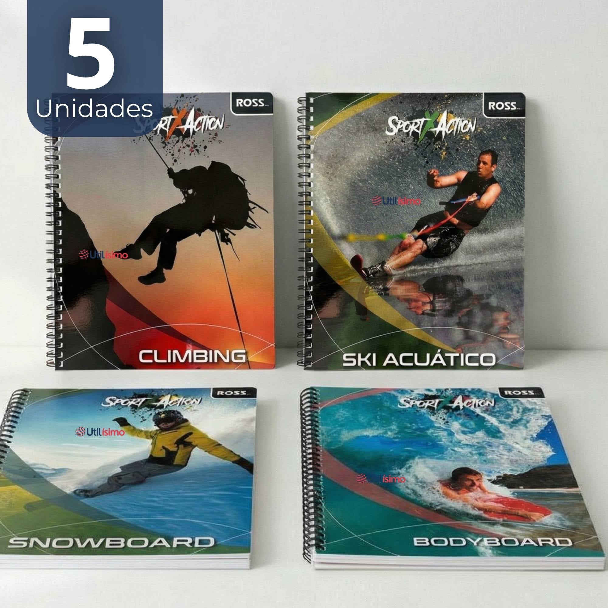 PACK 5 CUADERNOS UNIVERSITARIO SPORTX ACTION ROSS 7MM 100 HOJAS DISEÑOS SURTIDOS - 1