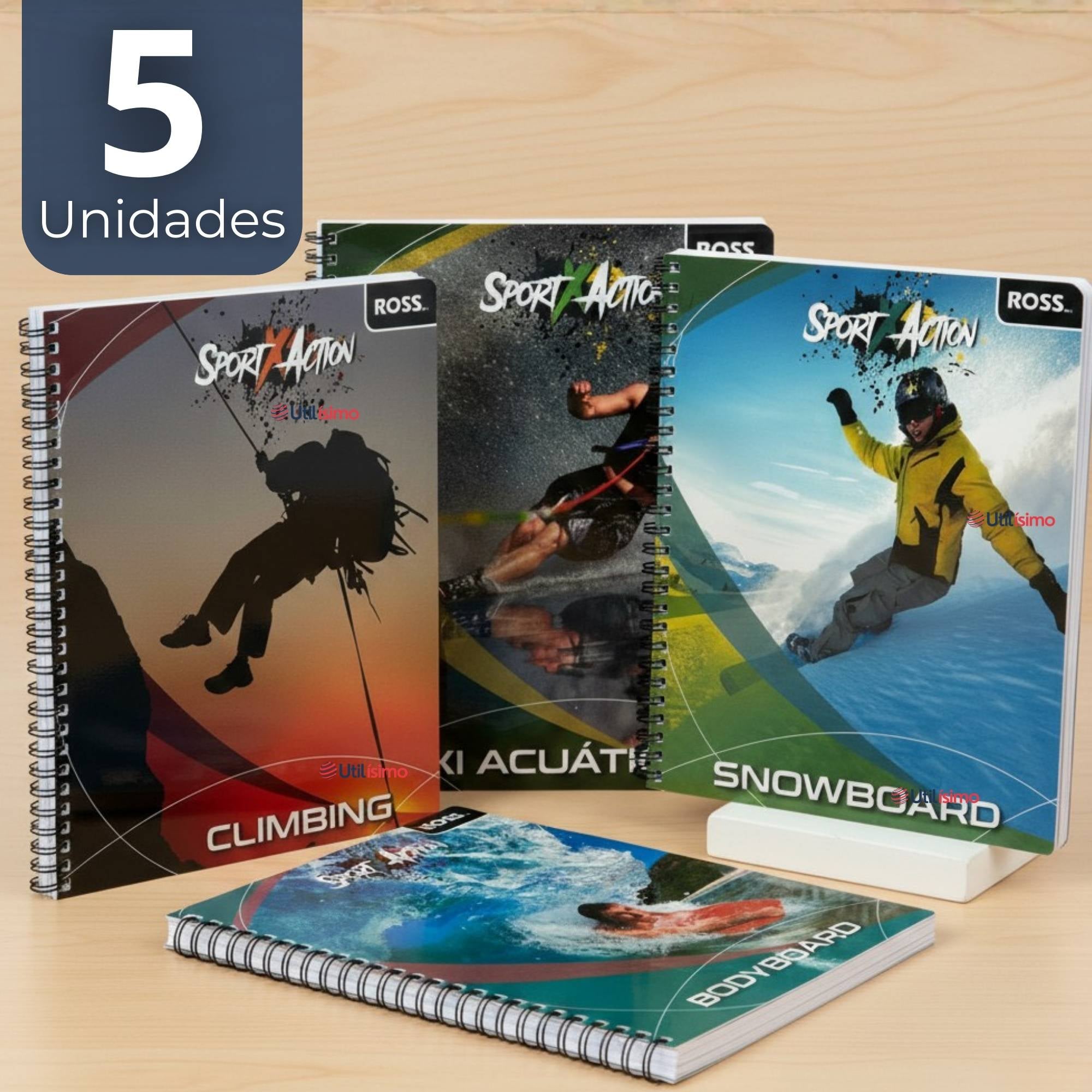 PACK 5 CUADERNOS UNIVERSITARIO SPORTX ACTION ROSS 7MM 100 HOJAS DISEÑOS SURTIDOS - 1