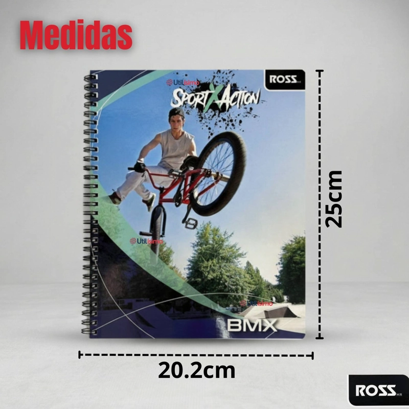 PACK 5 CUADERNOS UNIVERSITARIO SPORTX ACTION ROSS 7MM 100 HOJAS DISEÑOS SURTIDOS - 3