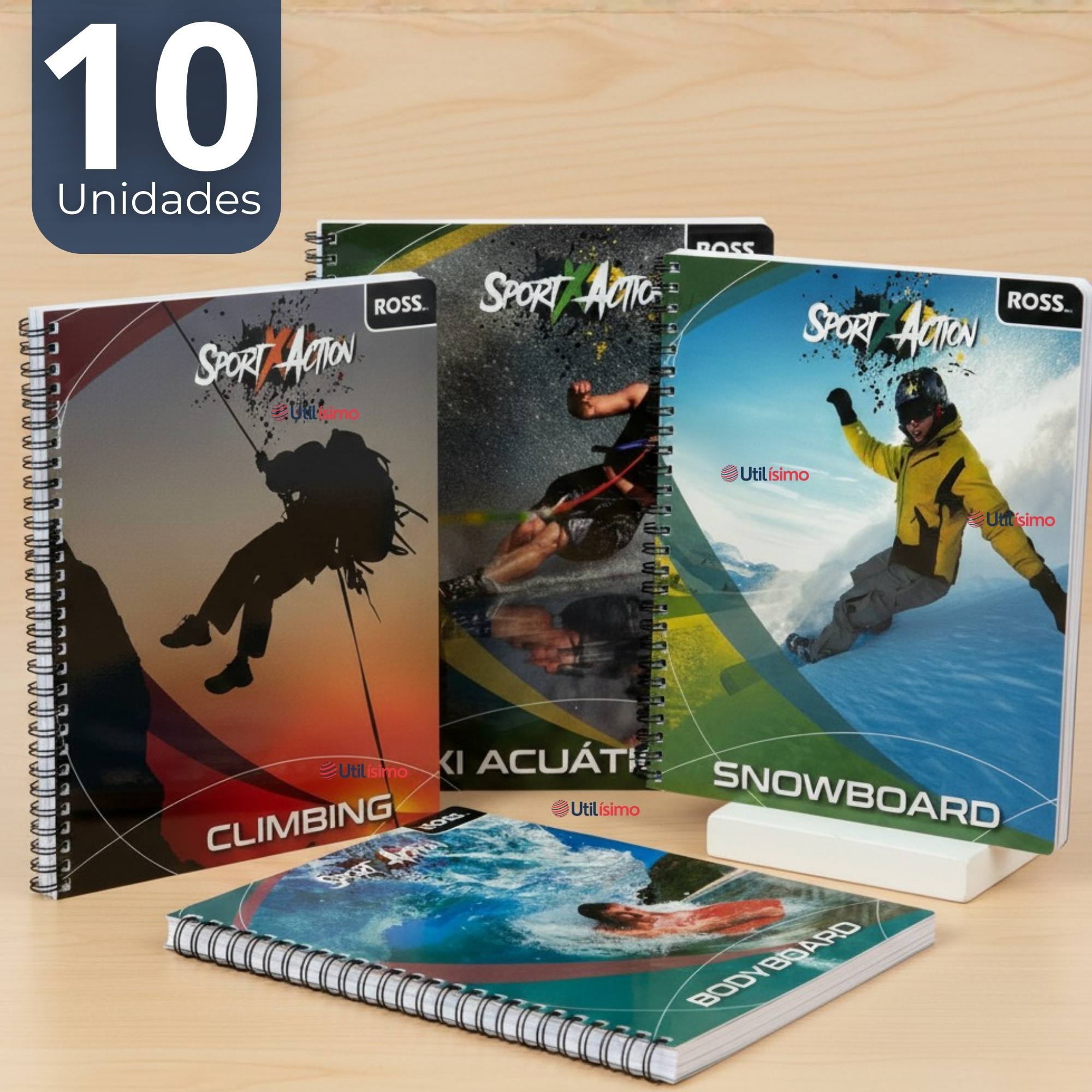 PACK 10 CUADERNOS UNIVERSITARIO SPORTX ACTION ROSS 7MM 100 HOJAS DISEÑOS SURTIDOS - 1