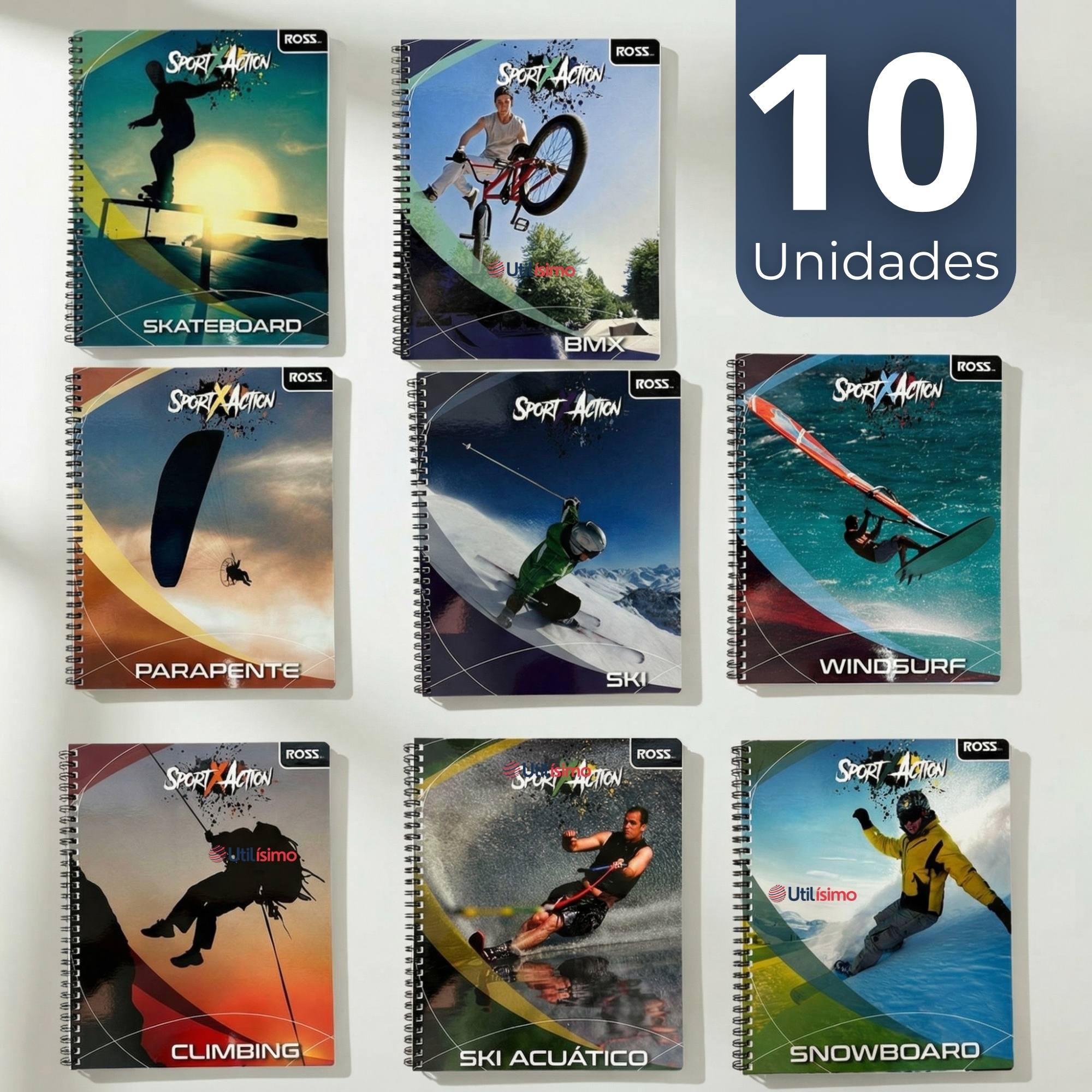 PACK 10 CUADERNOS UNIVERSITARIO SPORTX ACTION ROSS 7MM 100 HOJAS DISEÑOS SURTIDOS - 1