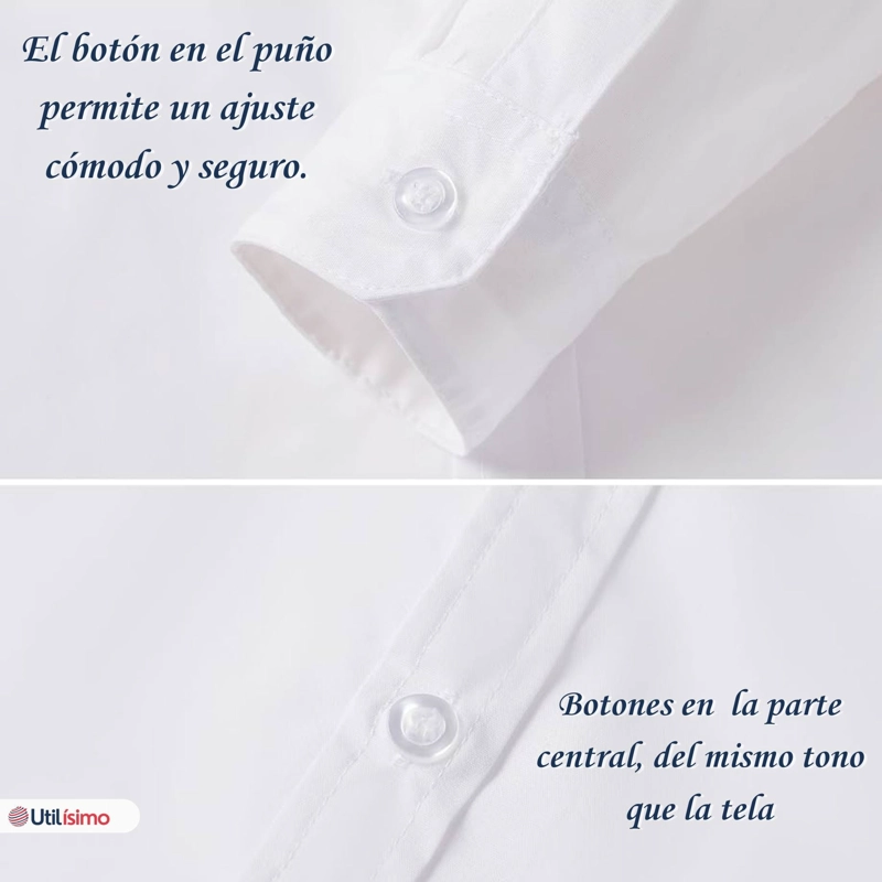 PACK 3 BLUSAS ESCOLAR CAMISA BLANCA MANGA LARGA COLEGIO PARA NIÑAS - 2