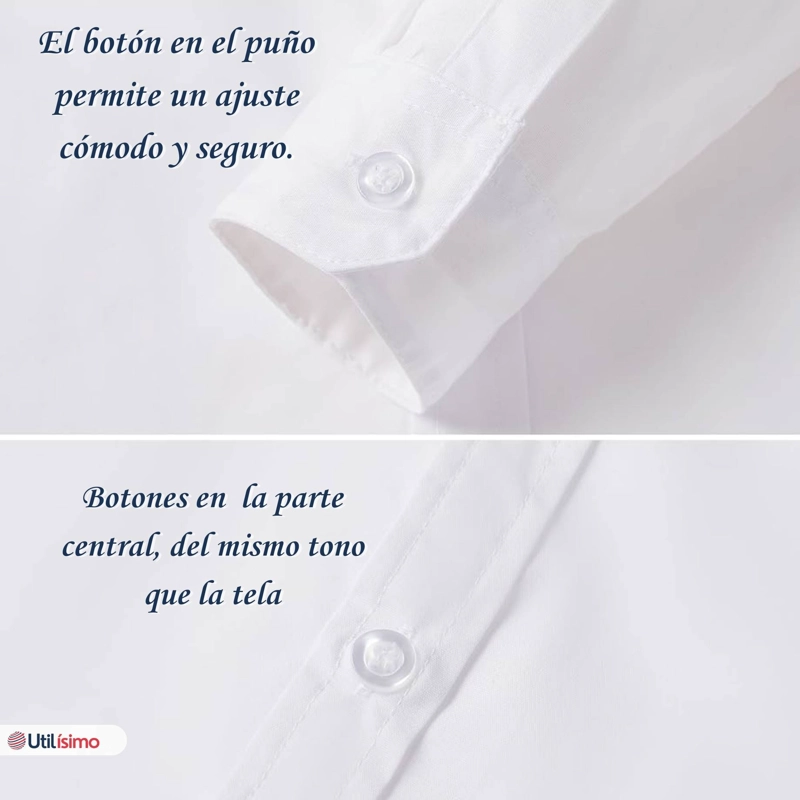 CAMISA ESCOLAR BLANCA MANGA LARGA COLEGIO PARA NIÑOS - 10