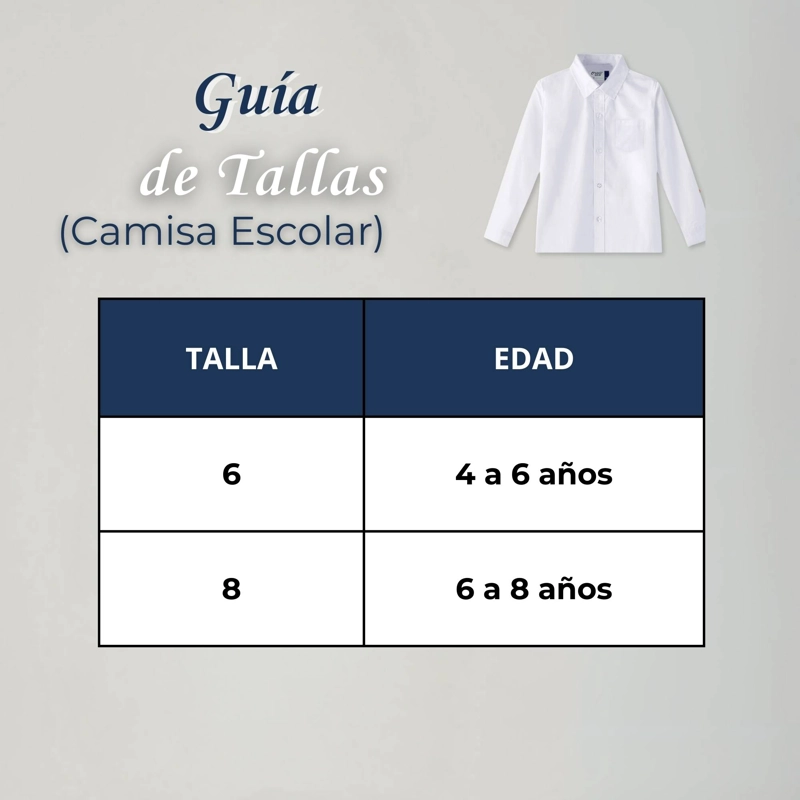 PACK 3 CAMISA ESCOLAR BLANCA MANGA LARGA COLEGIO PARA NIÑOS - 4