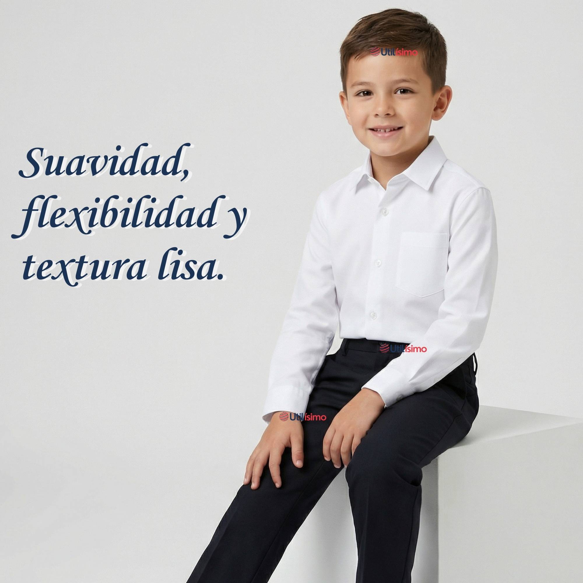 PACK 3 CAMISA ESCOLAR BLANCA MANGA LARGA COLEGIO PARA NIÑOS - 8