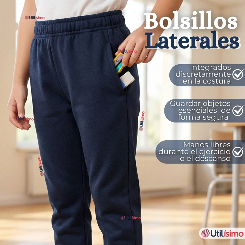 BUZO PANTALON ESCOLAR NIÑA UNISEX 100% ALGODON AZUL BOTA ACANALADA 3 A 16 AÑOS - 10