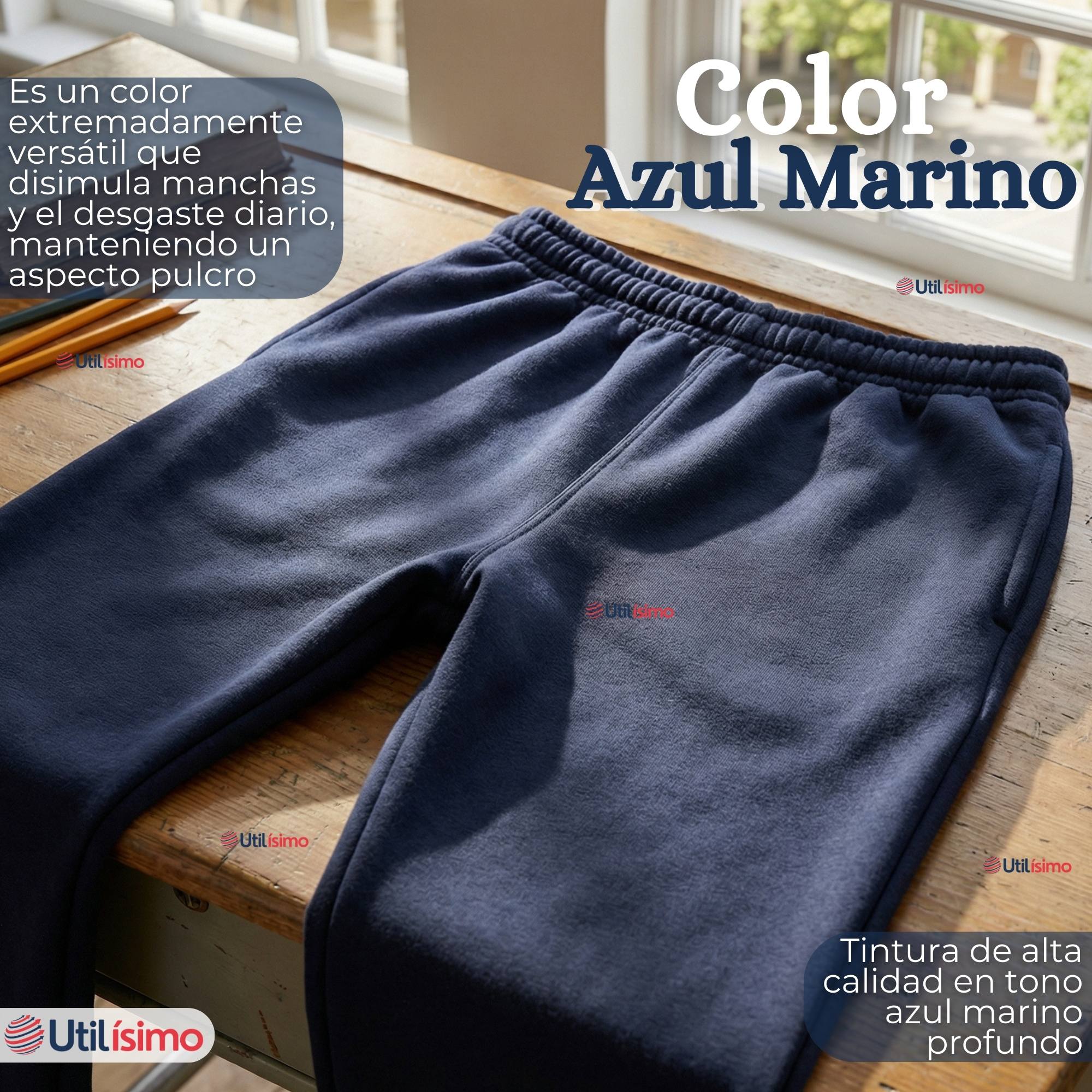 BUZO PANTALON ESCOLAR NIÑA UNISEX 100% ALGODON AZUL BOTA ACANALADA 3 A 16 AÑOS - 2