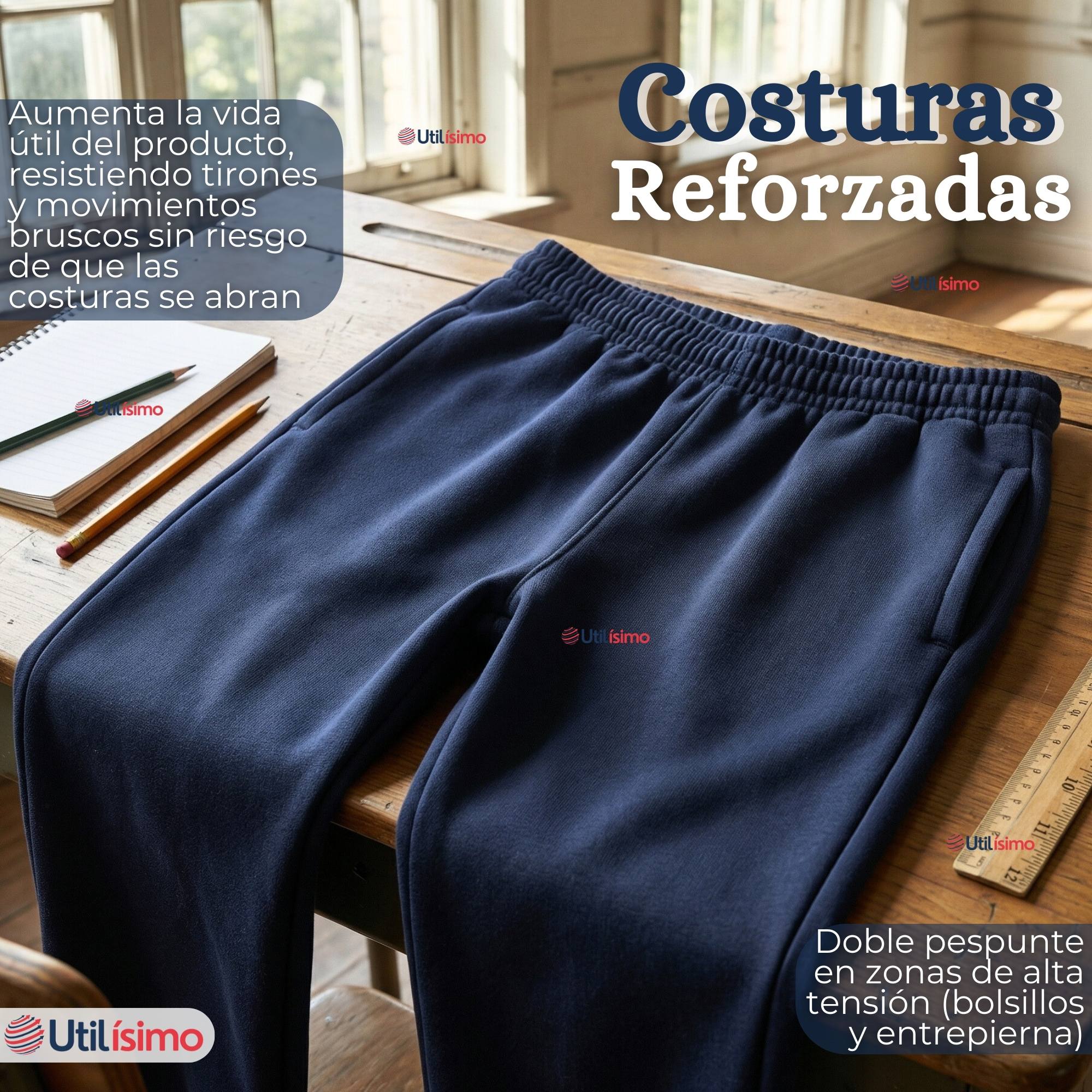 BUZO PANTALON ESCOLAR NIÑA UNISEX 100% ALGODON AZUL BOTA ACANALADA 3 A 16 AÑOS - 4