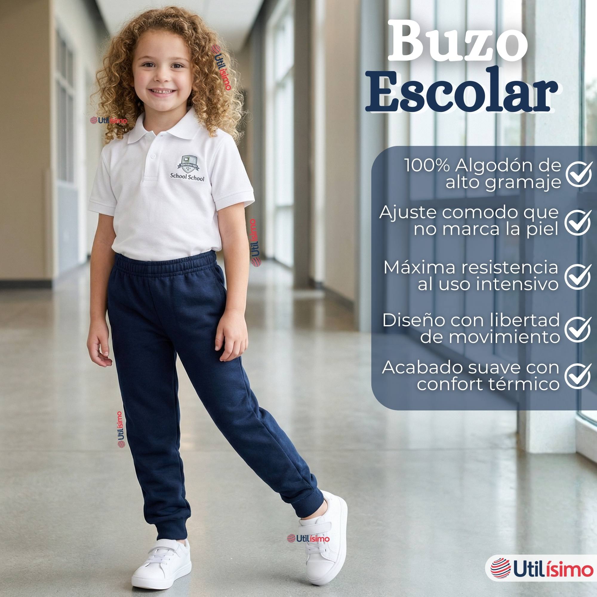 BUZO PANTALON ESCOLAR NIÑA UNISEX 100% ALGODON AZUL BOTA ACANALADA 3 A 16 AÑOS - 6