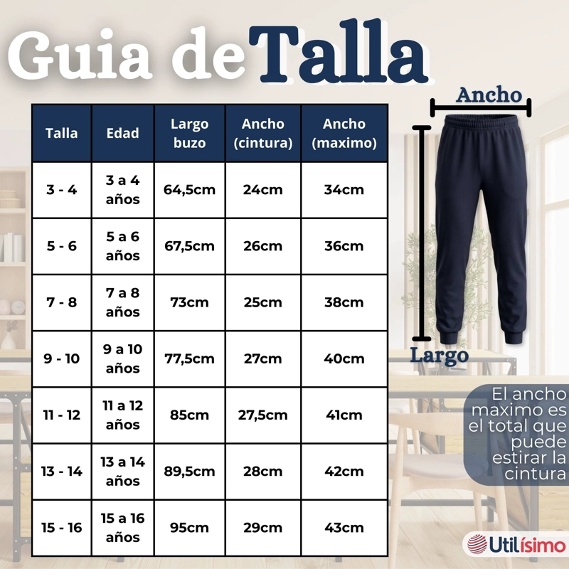 BUZO PANTALON ESCOLAR NIÑA UNISEX 100% ALGODON AZUL BOTA ACANALADA 3 A 16 AÑOS - 7